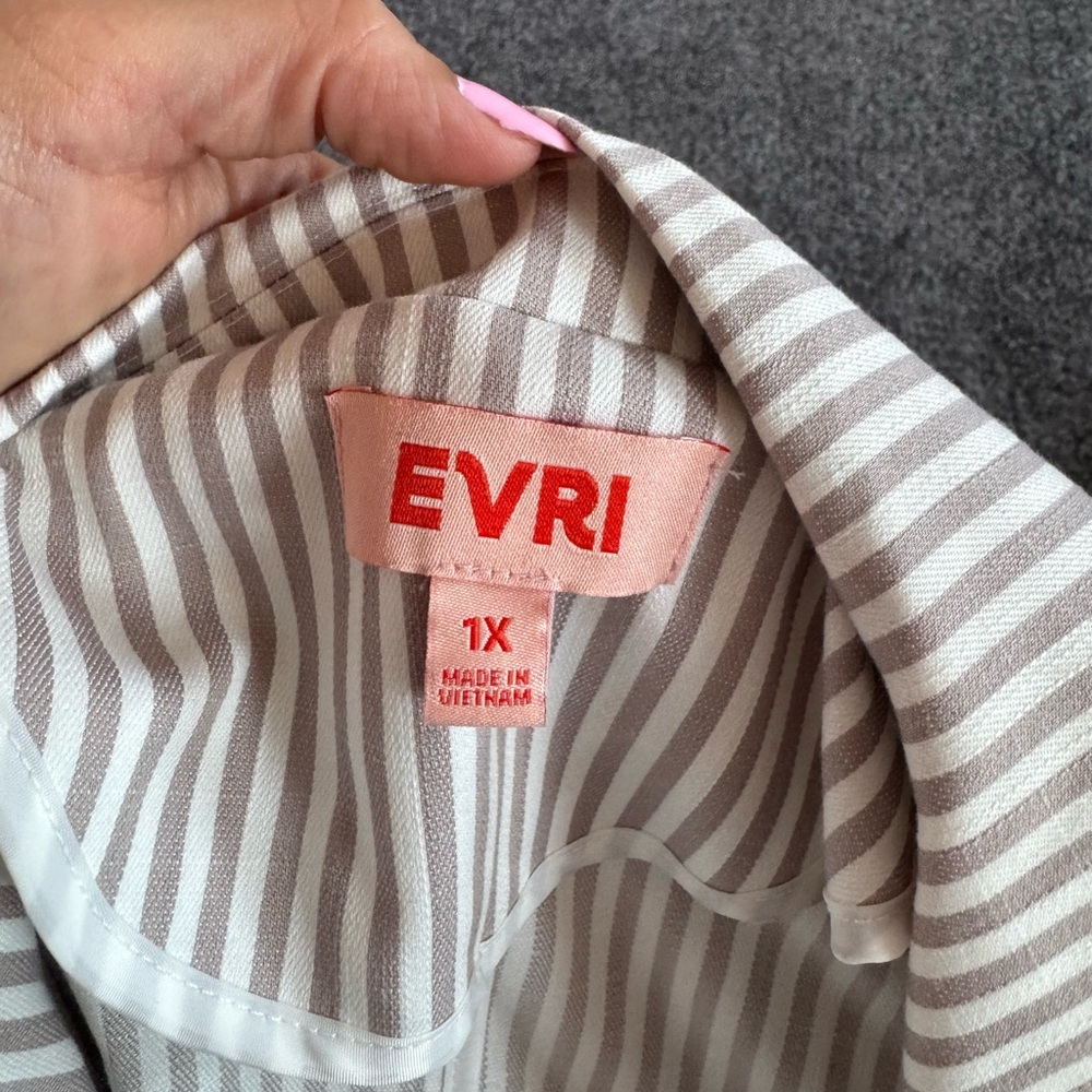 Evri Striped Women's Blazer Open Dressy Blazer Jacket SZ 1X Office Casual Career - Picture 14 of 16